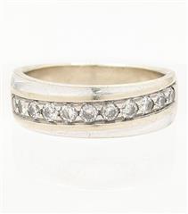 14K 8.6g Solid White Gold Mens Diamond Classic Tradition Wedding Band Size-10.5